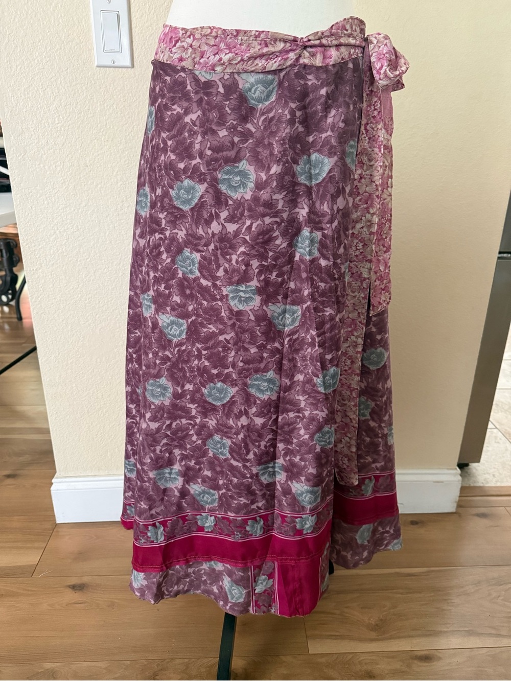 Darn Good Yarn Sari Silk Long Wrap Skirt One Size Hippie Boho Festival Maxi